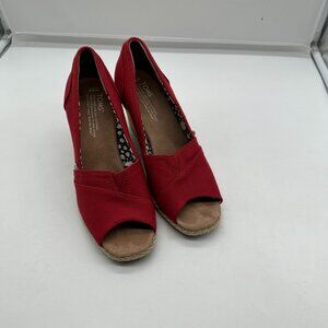 Toms Womens Red Wedges Shoes Slip On's 8.5  8 1/2